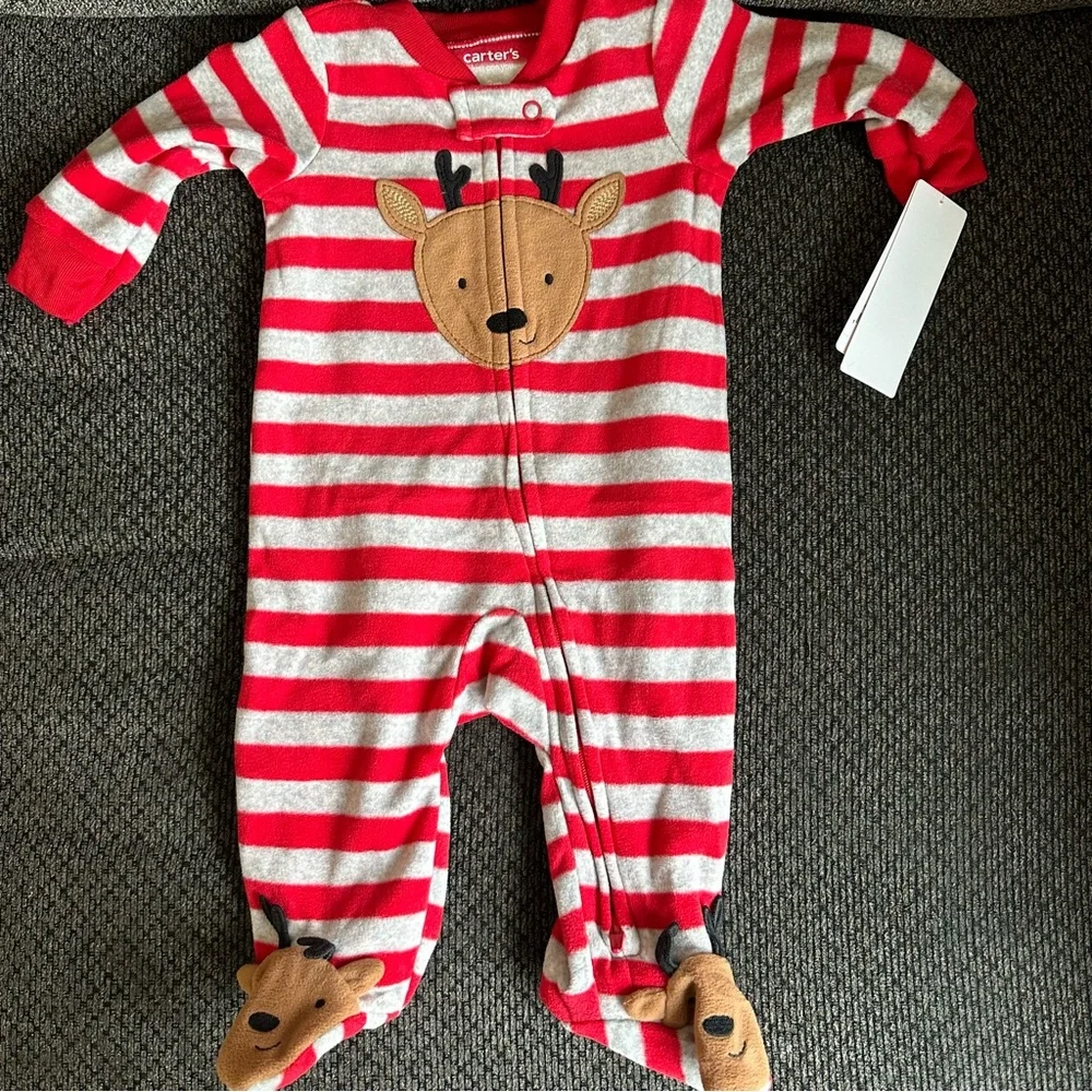 Carters 3 months baby  reindeer long sleeve footie